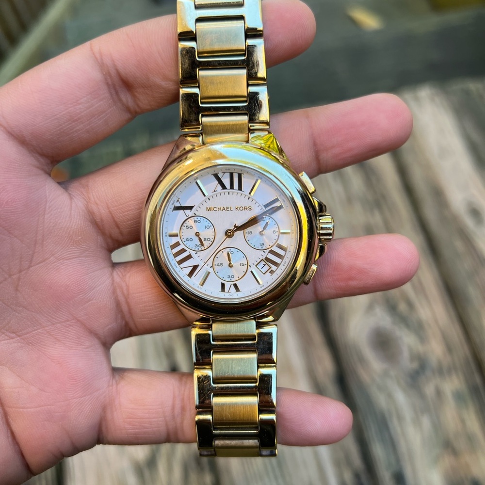 Michael Kors Women's Camille Chronograph Gold-Tone  Watch 43mm - Picture 4 of 10
